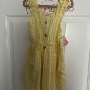 Sunny Yellow Checkered Kids Dress